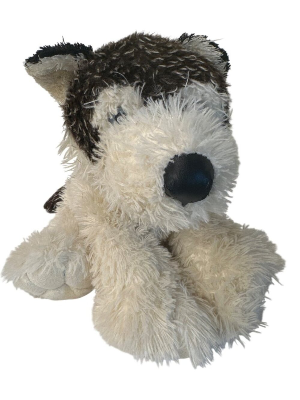 JAAG Plush Husky Dog Wolf Stuffed Animal Toy White & Brown Realistic Shaggy